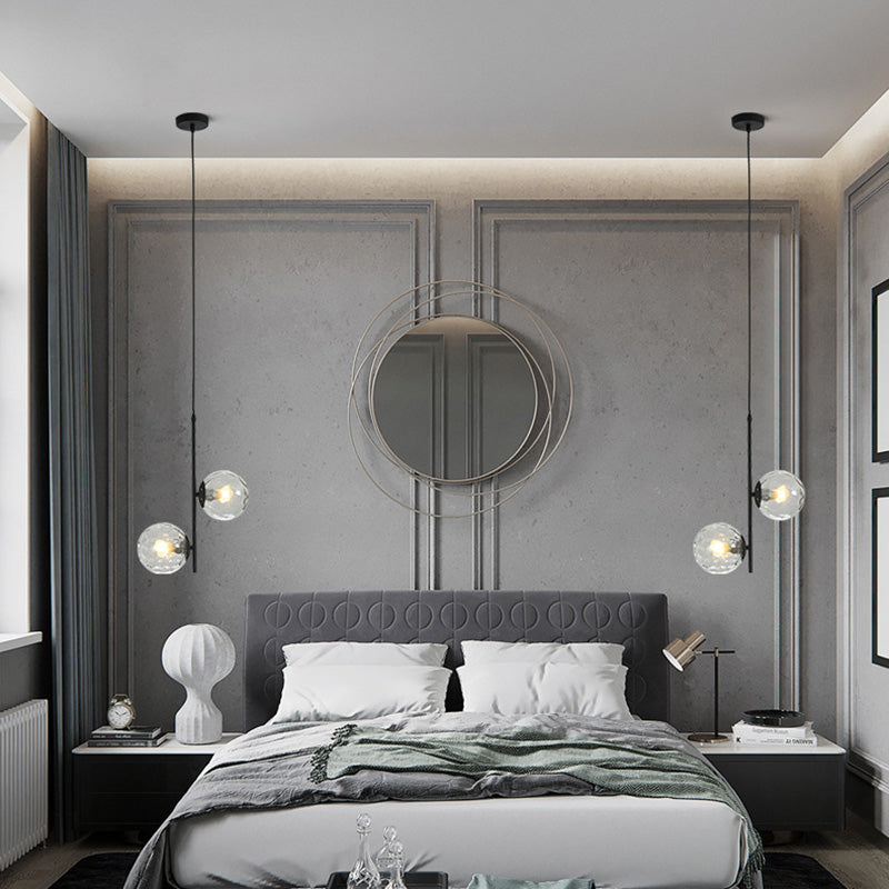 2 Lichte bolvormige tak Hangende lichten Moderne stijl Glazen hangende verlichting voor slaapkamer