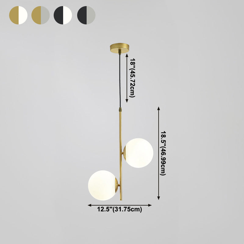 2 Lichte bolvormige tak Hangende lichten Moderne stijl Glazen hangende verlichting voor slaapkamer