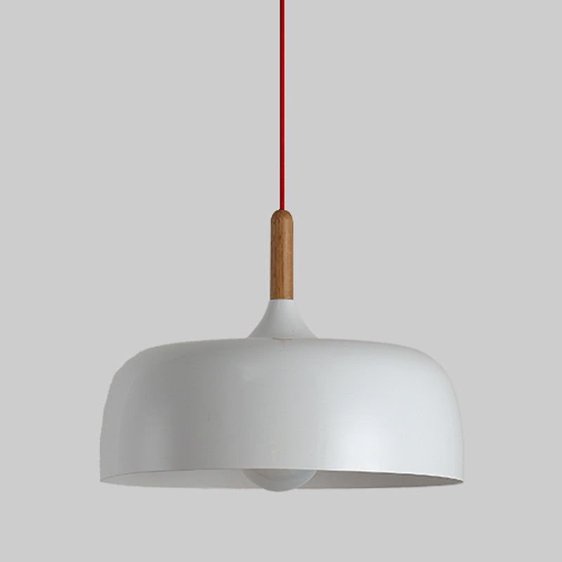 Houten macaron hanglamp in moderne creatieve stijl smeedijzeren koepel hangende lamp voor eetkamer