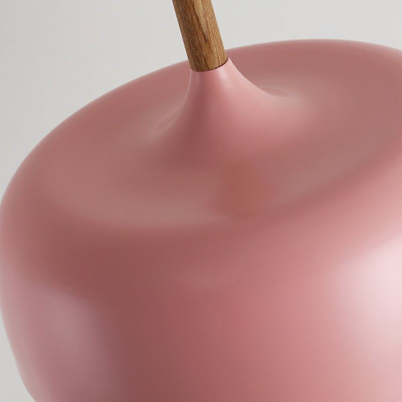 Wooden Macaron Pendant Light in Modern Creative Style Wrought Iron Dome Hanging Lamp for Dining Room