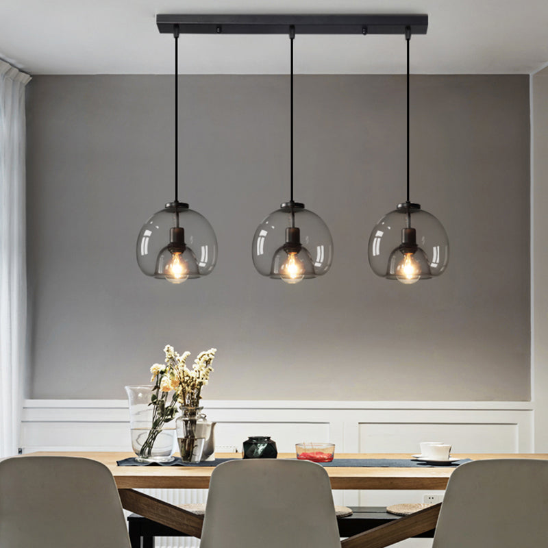 Glazen zwarthangende lamp in moderne artistieke stijl Iron Globe Hanglamp voor eetkamer