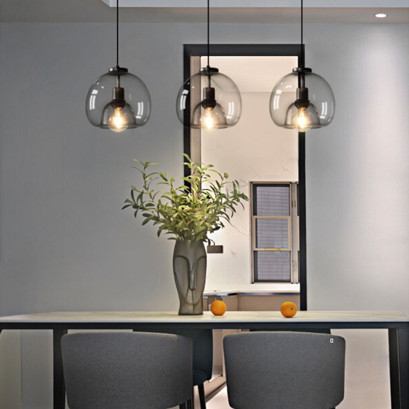 Glazen zwarthangende lamp in moderne artistieke stijl Iron Globe Hanglamp voor eetkamer