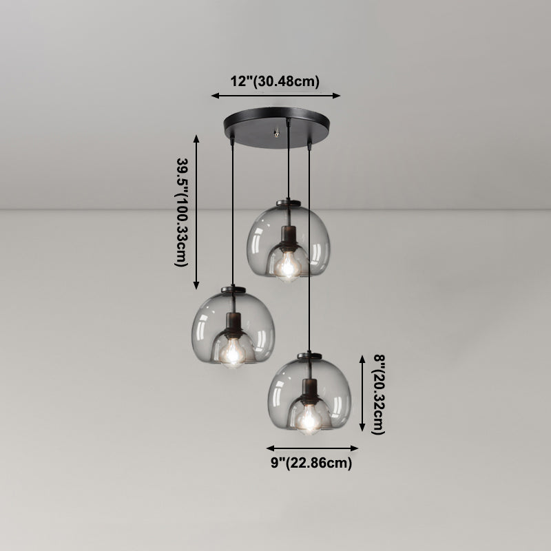 Glazen zwarthangende lamp in moderne artistieke stijl Iron Globe Hanglamp voor eetkamer