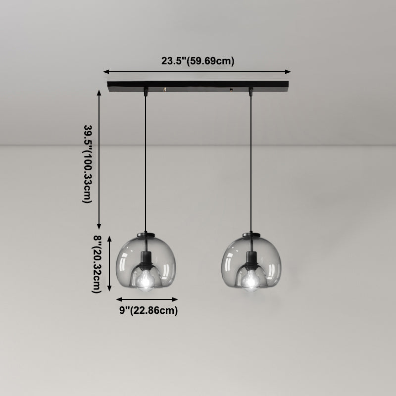 Glazen zwarthangende lamp in moderne artistieke stijl Iron Globe Hanglamp voor eetkamer