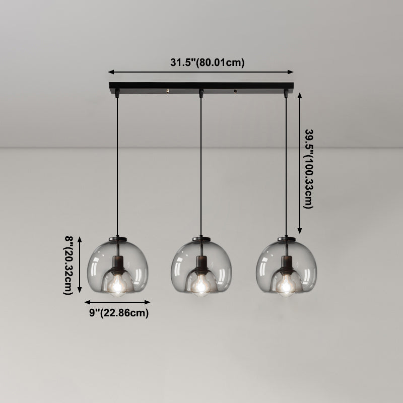 Glazen zwarthangende lamp in moderne artistieke stijl Iron Globe Hanglamp voor eetkamer
