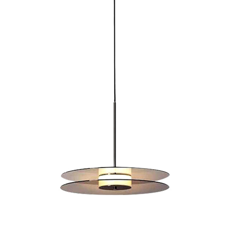 Modern Creative LED Pendant Light Wrought Iron Circular Hanging Lamp with Glass Shade