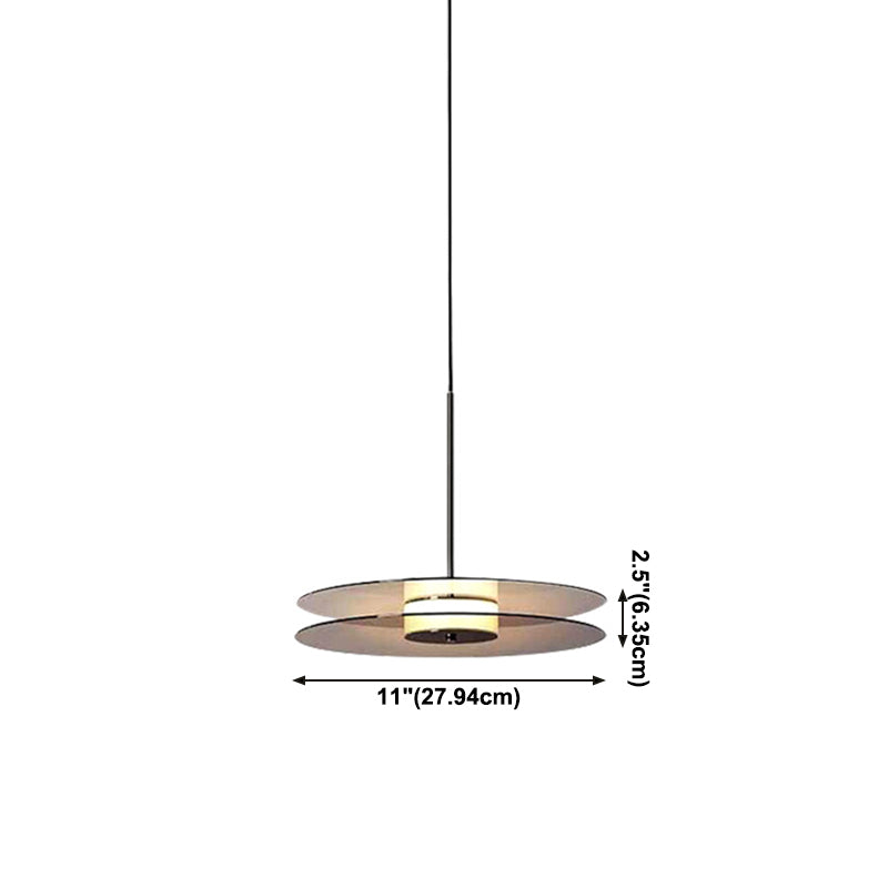 Modern Creative LED Pendant Light Wrought Iron Circular Hanging Lamp with Glass Shade