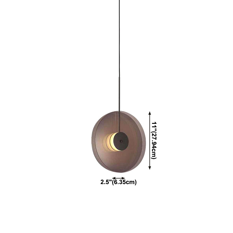Modern Creative LED Pendant Light Wrought Iron Circular Hanging Lamp with Glass Shade