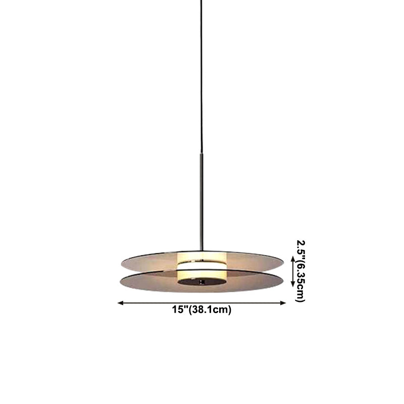 Modern Creative LED Pendant Light Wrought Iron Circular Hanging Lamp with Glass Shade