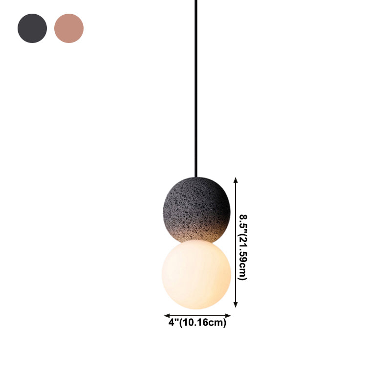 Moderne artistieke indoor hanger lichte cementbolhangenlamp met witte glazen schaduw