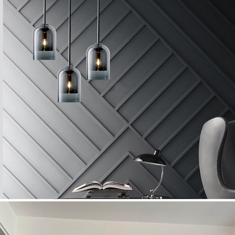 Lampe suspendue à la cloche artistique moderne avec une teinte en verre double en verre