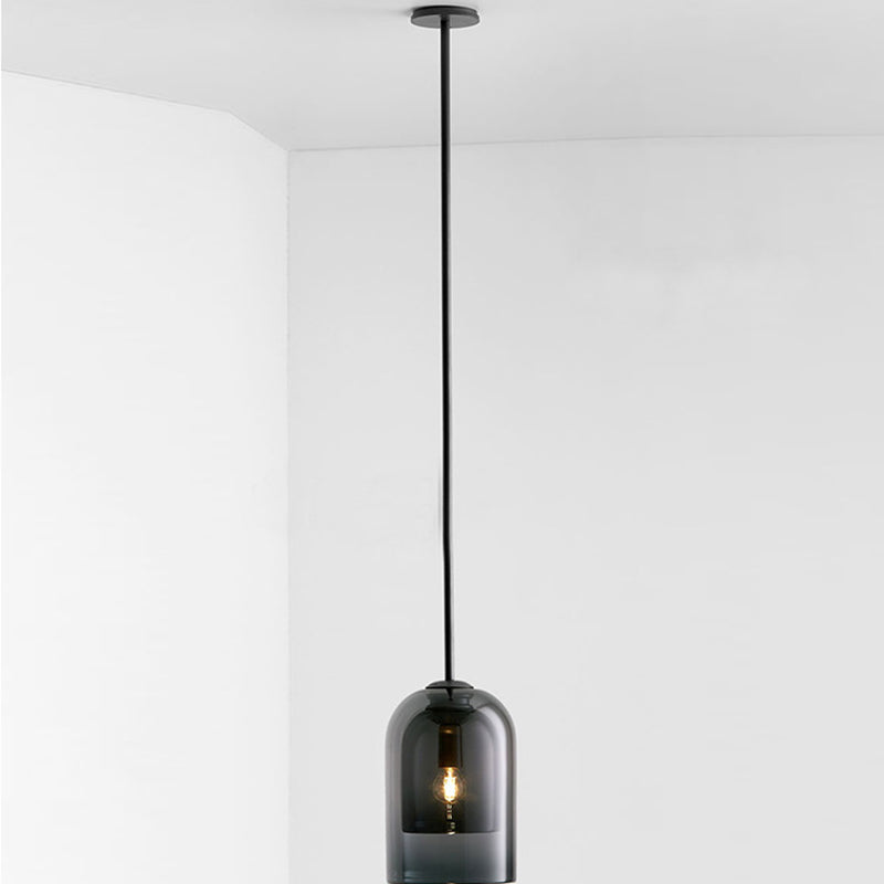 Lampe suspendue à la cloche artistique moderne avec une teinte en verre double en verre