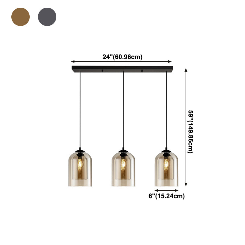 Moderne artistieke bel hanglampje smeedijzeren hangende lamp met dubbele glazen schaduw