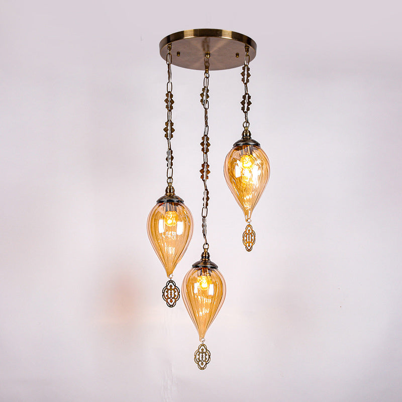 Lampada a sospensione in vetro in vetro in stile industriale in tela lacrima per soggiorno per soggiorno