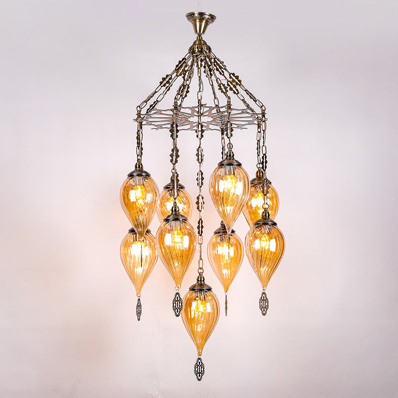 Lampada a sospensione in vetro in vetro in stile industriale in tela lacrima per soggiorno per soggiorno