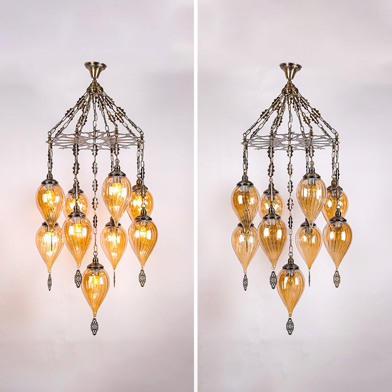 Lampada a sospensione in vetro in vetro in stile industriale in tela lacrima per soggiorno per soggiorno