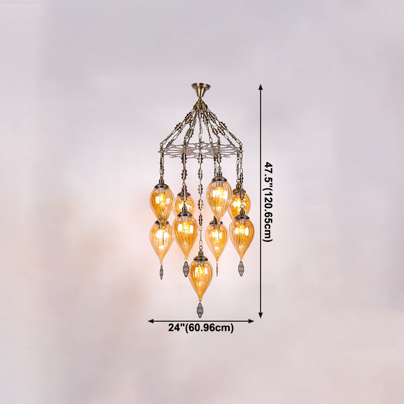 Lampada a sospensione in vetro in vetro in stile industriale in tela lacrima per soggiorno per soggiorno