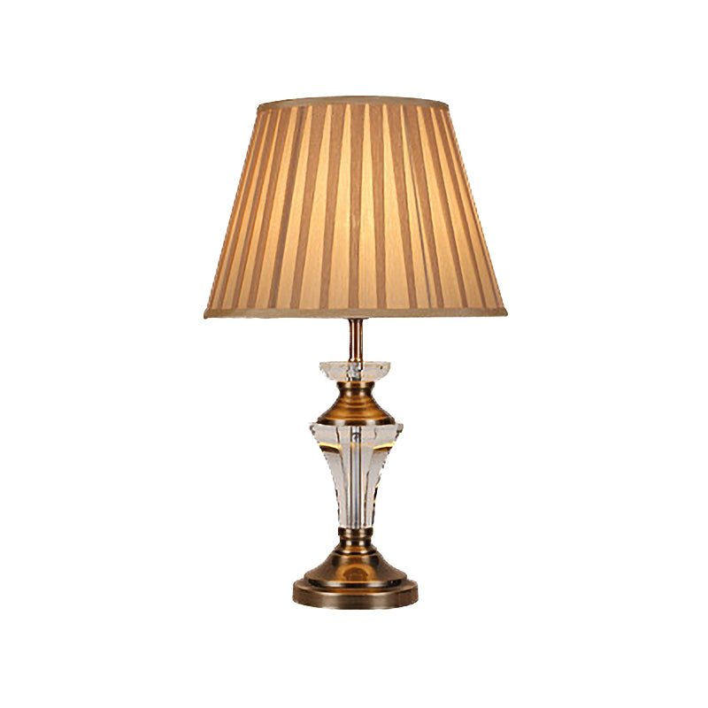 1 Glühbirnen kurvige Stofftisch Leuchtmittel Modernismus handgeschnittene Kristall kleine Schreibtischlampe in Beige