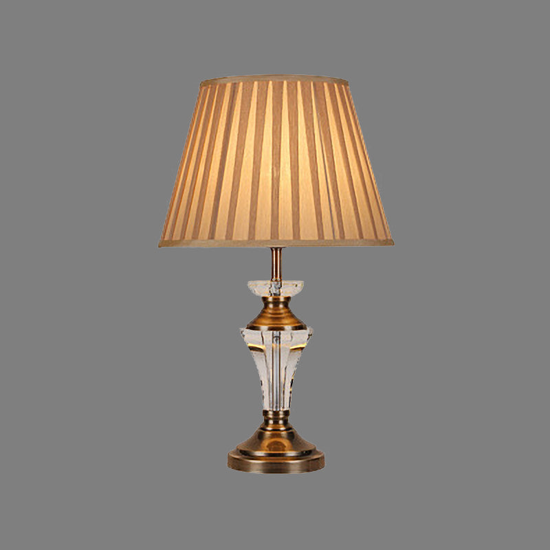 1 Glühbirnen kurvige Stofftisch Leuchtmittel Modernismus handgeschnittene Kristall kleine Schreibtischlampe in Beige