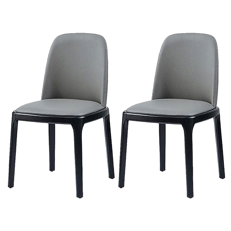 Chaise d'appoint scandinave en cuir et bois d'hévéa Chaise de salle à manger Parsons au fini mat (Ensemble de 2)