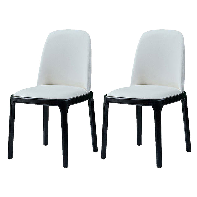 Chaise d'appoint scandinave en cuir et bois d'hévéa Chaise de salle à manger Parsons au fini mat (Ensemble de 2)