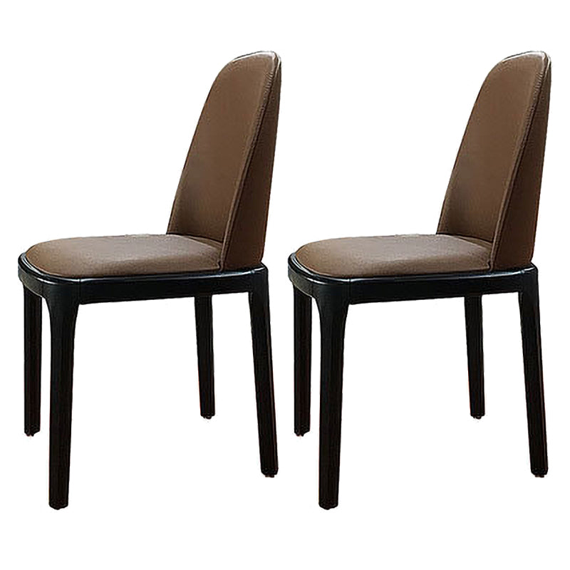 Chaise d'appoint scandinave en cuir et bois d'hévéa Chaise de salle à manger Parsons au fini mat (Ensemble de 2)