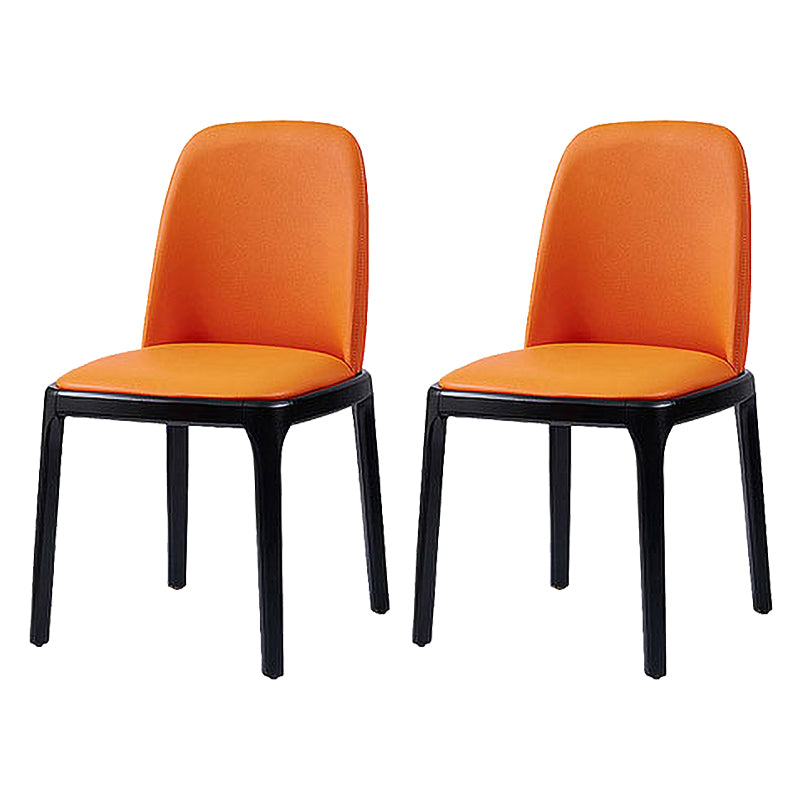 Chaise d'appoint scandinave en cuir et bois d'hévéa Chaise de salle à manger Parsons au fini mat (Ensemble de 2)