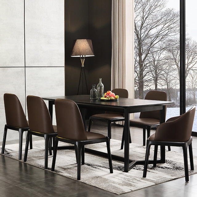 Silla auxiliar escandinava de cuero y madera de caucho Parsons Silla de comedor con acabado mate (juego de 2)