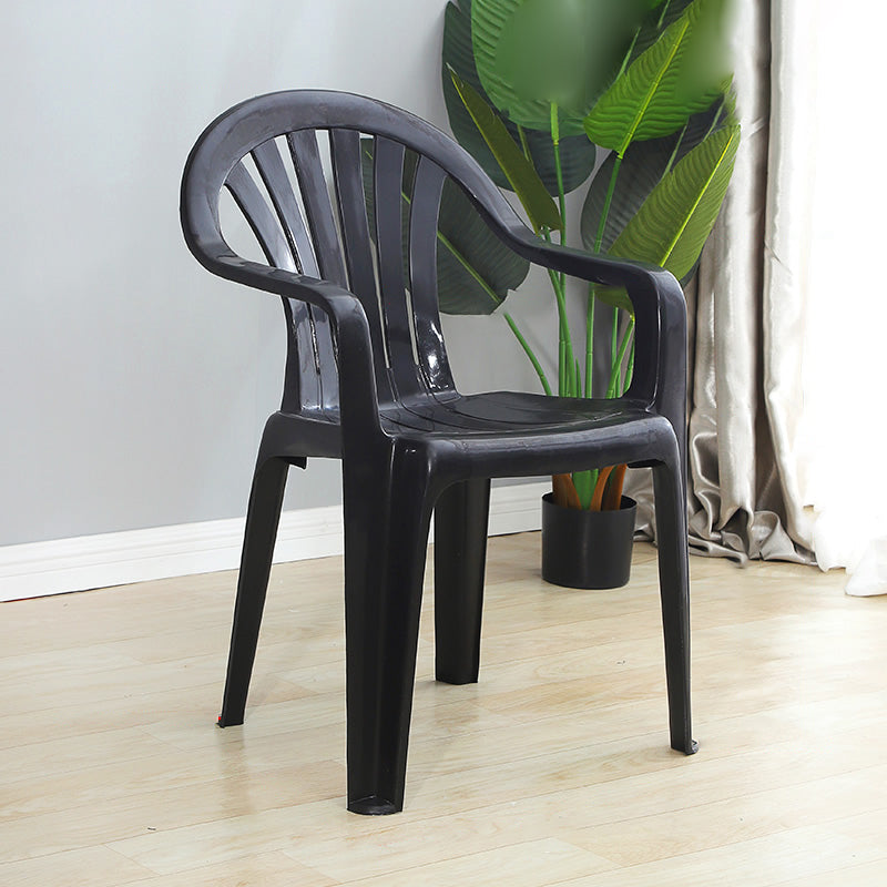 Fauteuil latéral en plastique contemporain, chaise d'appoint empilable à dossier Windsor pour usage domestique