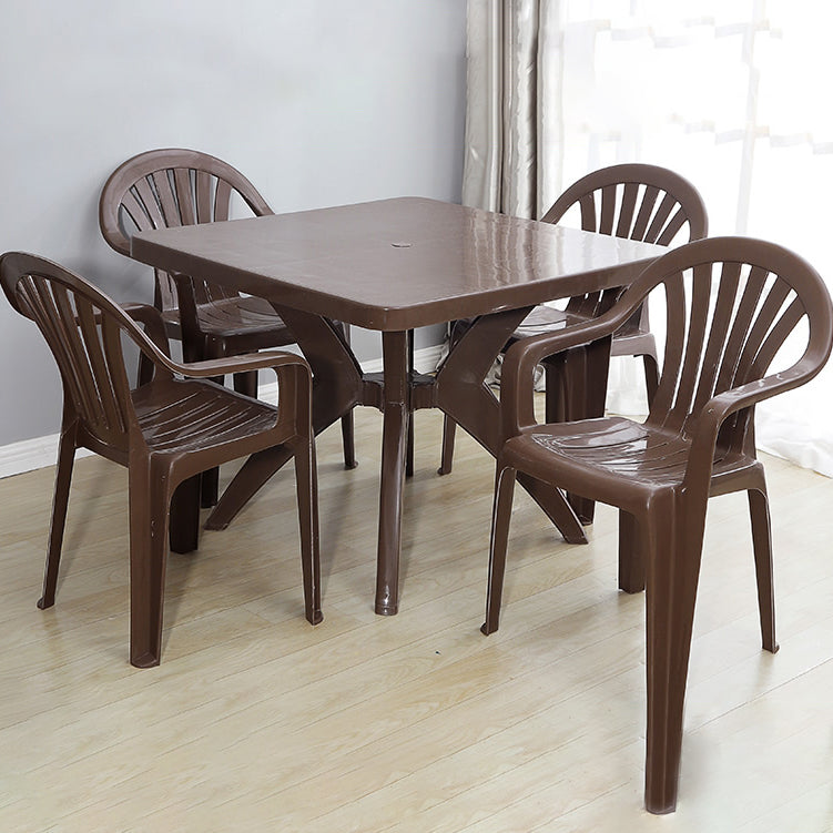 Silla lateral de plástico contemporánea con respaldo Windsor, silla lateral apilable para uso doméstico