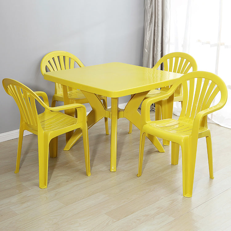 Silla lateral de plástico contemporánea con respaldo Windsor, silla lateral apilable para uso doméstico