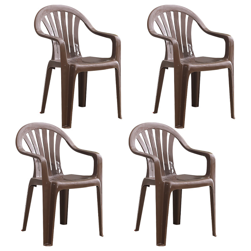 Silla lateral de plástico contemporánea con respaldo Windsor, silla lateral apilable para uso doméstico