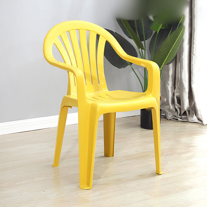 Fauteuil latéral en plastique contemporain, chaise d'appoint empilable à dossier Windsor pour usage domestique