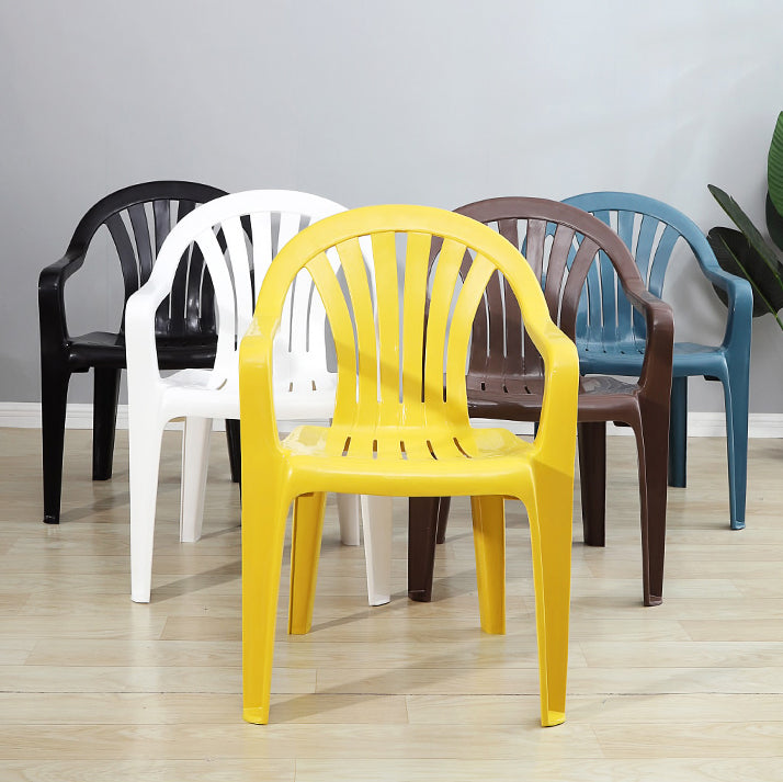 Silla lateral de plástico contemporánea con respaldo Windsor, silla lateral apilable para uso doméstico