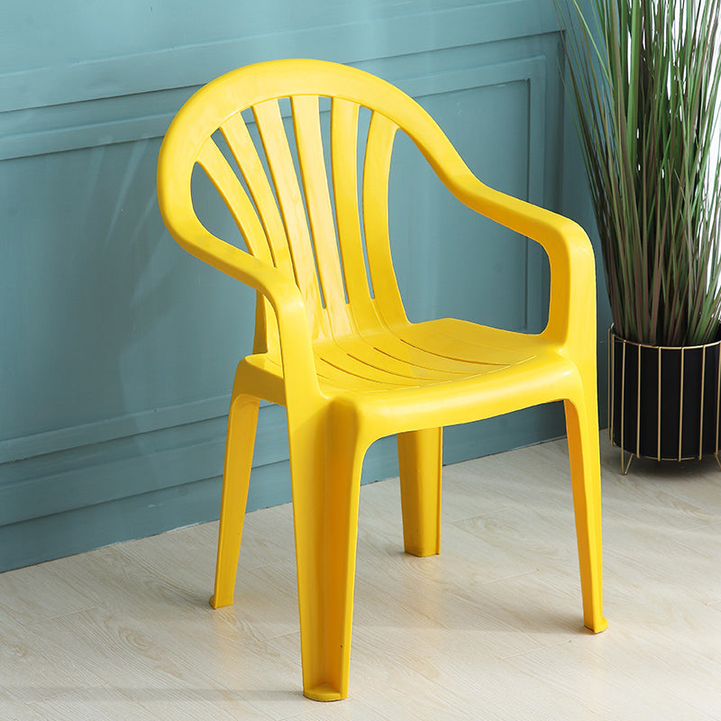 Fauteuil latéral en plastique contemporain, chaise d'appoint empilable à dossier Windsor pour usage domestique