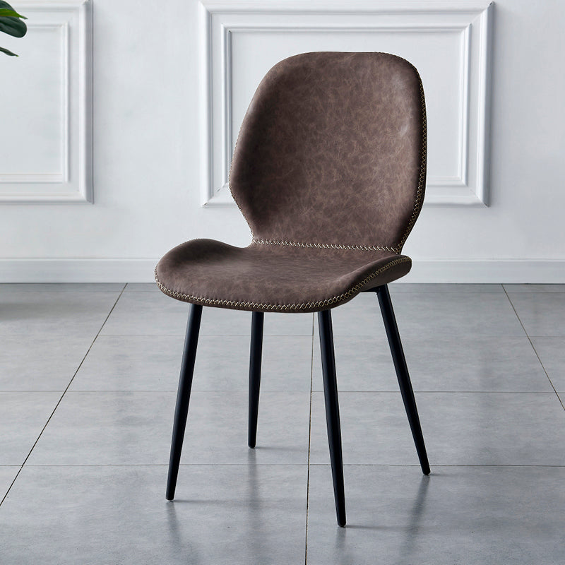 La salle à manger contemporaine en métal préside les chaises de salle à manger sans bras en cuir d'unité centrale