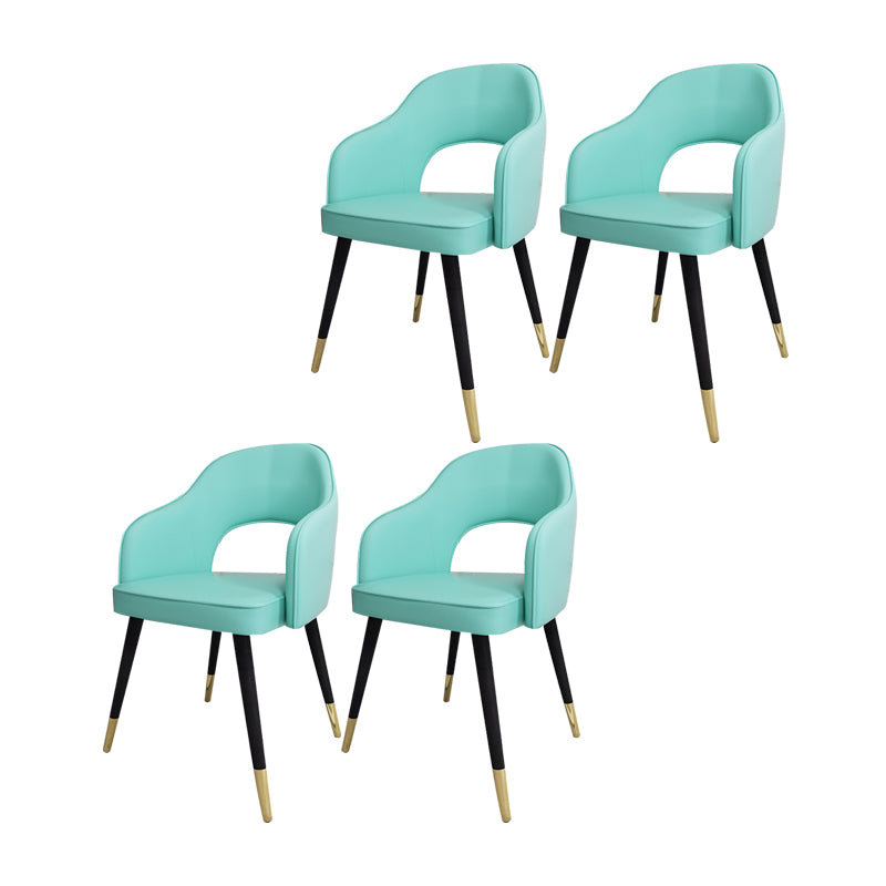 Sillas de comedor de estilo nórdico, sillas laterales con brazos y patas de metal para cocina