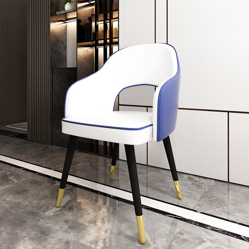 Sillas de comedor de estilo nórdico, sillas laterales con brazos y patas de metal para cocina
