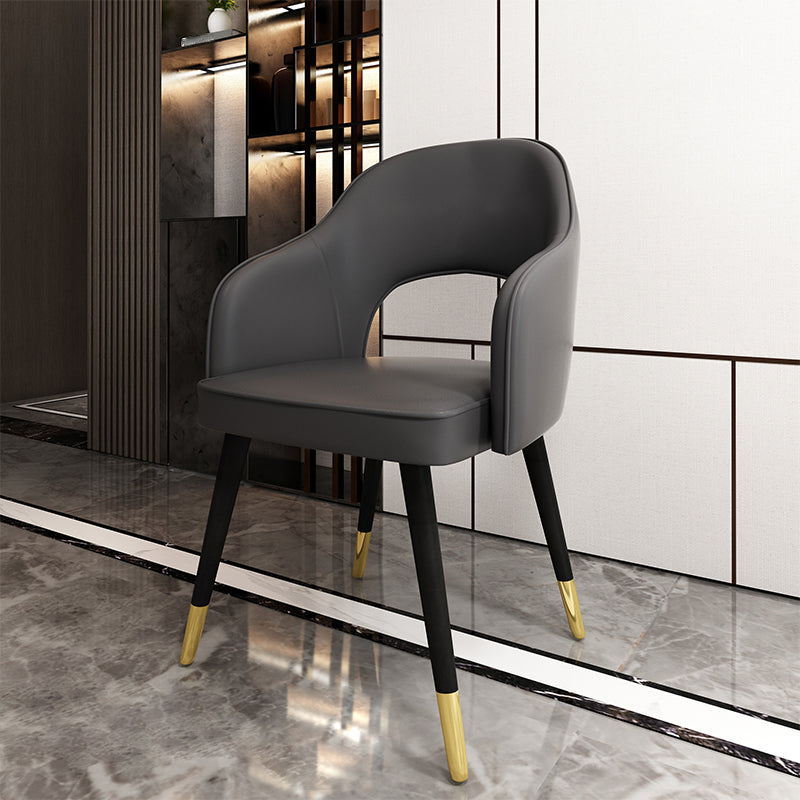 Sillas de comedor de estilo nórdico, sillas laterales con brazos y patas de metal para cocina
