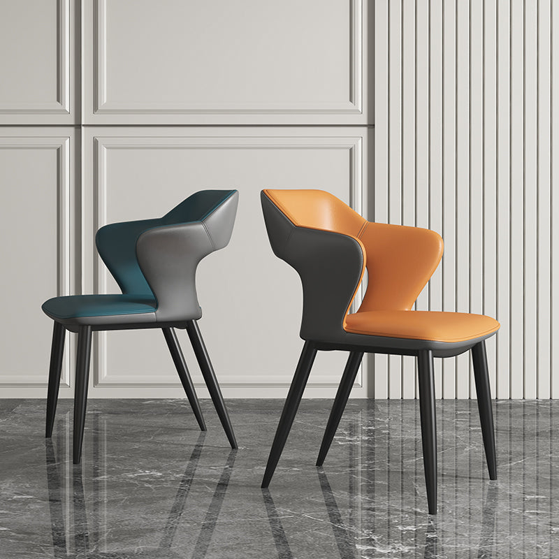 Chaises de salle à manger en métal de style moderne, chaise latérale à bras arrière ouvert pour la cuisine