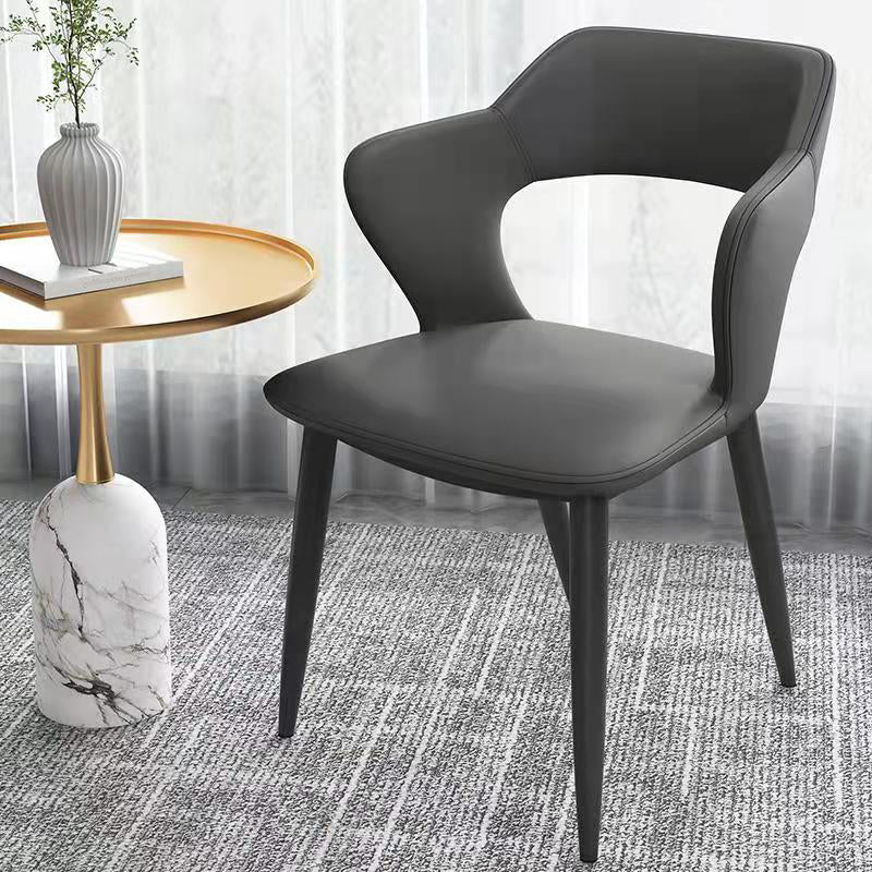 Chaises de salle à manger en métal de style moderne, chaise latérale à bras arrière ouvert pour la cuisine