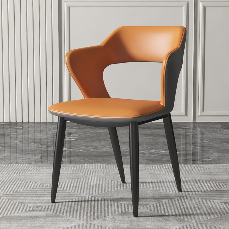 Chaises de salle à manger en métal de style moderne, chaise latérale à bras arrière ouvert pour la cuisine