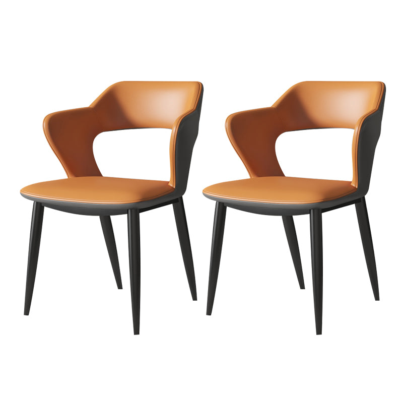 Chaises de salle à manger en métal de style moderne, chaise latérale à bras arrière ouvert pour la cuisine