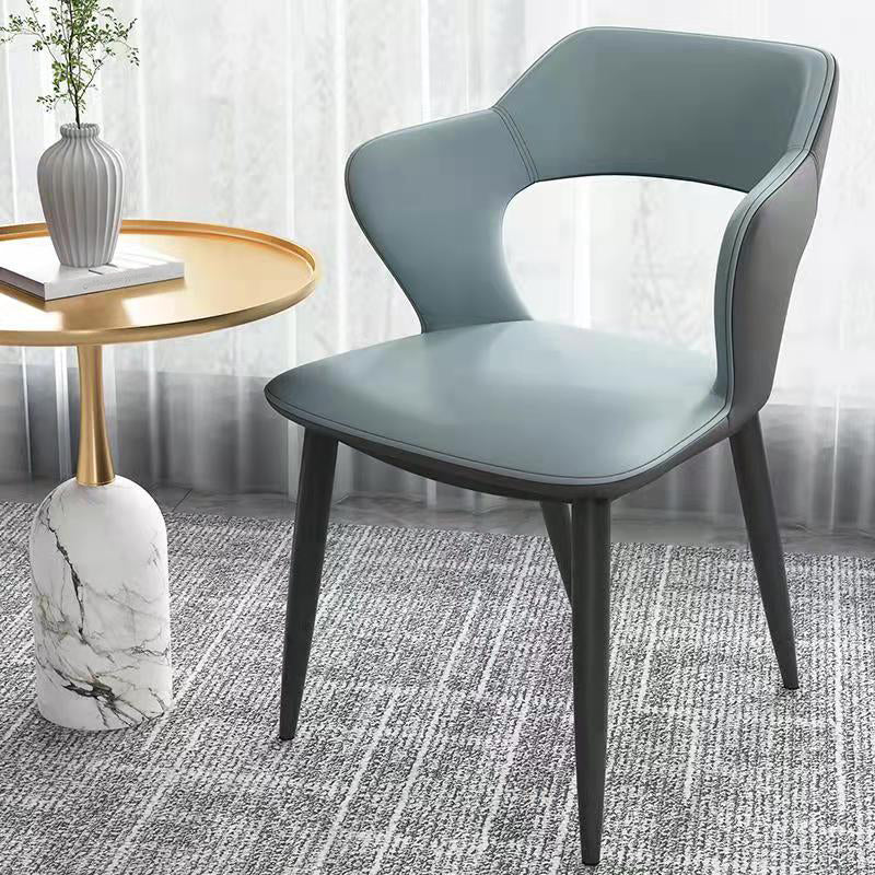 Chaises de salle à manger en métal de style moderne, chaise latérale à bras arrière ouvert pour la cuisine