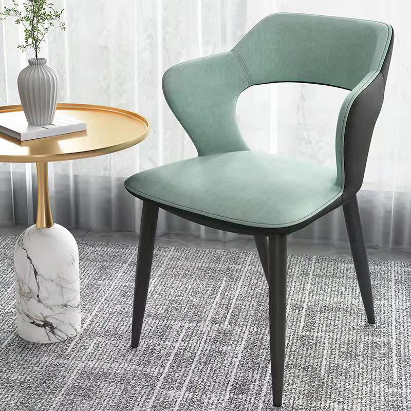 Chaises de salle à manger en métal de style moderne, chaise latérale à bras arrière ouvert pour la cuisine