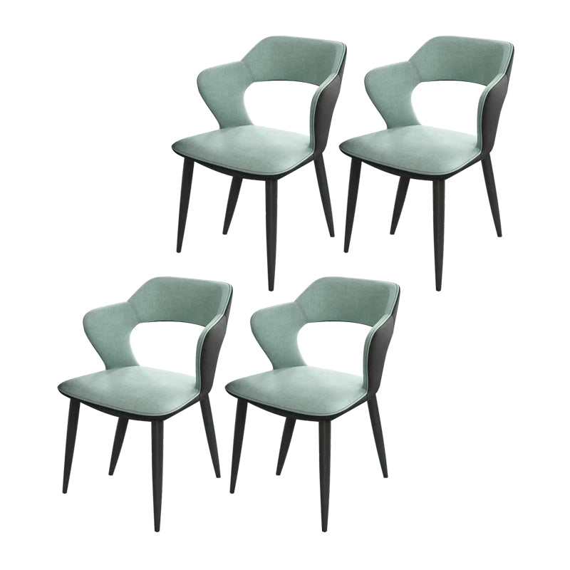 Chaises de salle à manger en métal de style moderne, chaise latérale à bras arrière ouvert pour la cuisine
