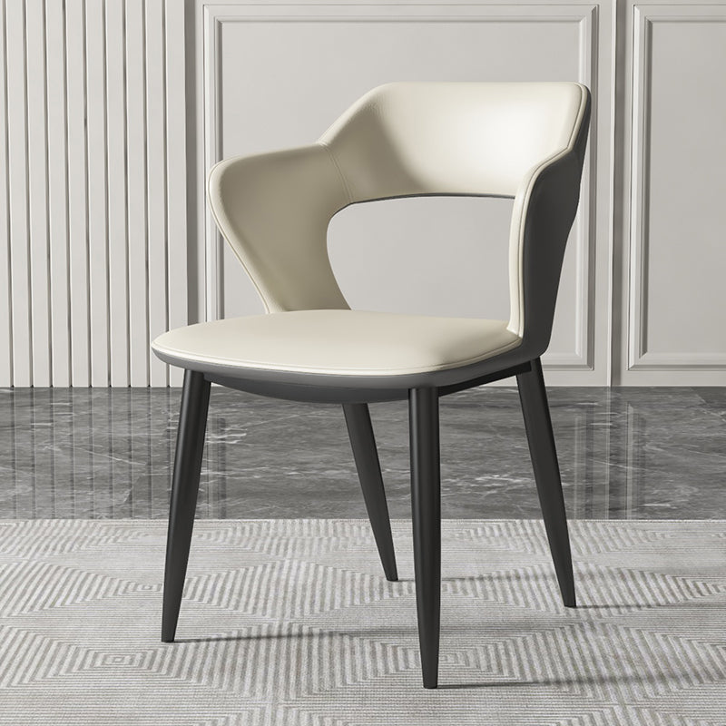 Chaises de salle à manger en métal de style moderne, chaise latérale à bras arrière ouvert pour la cuisine