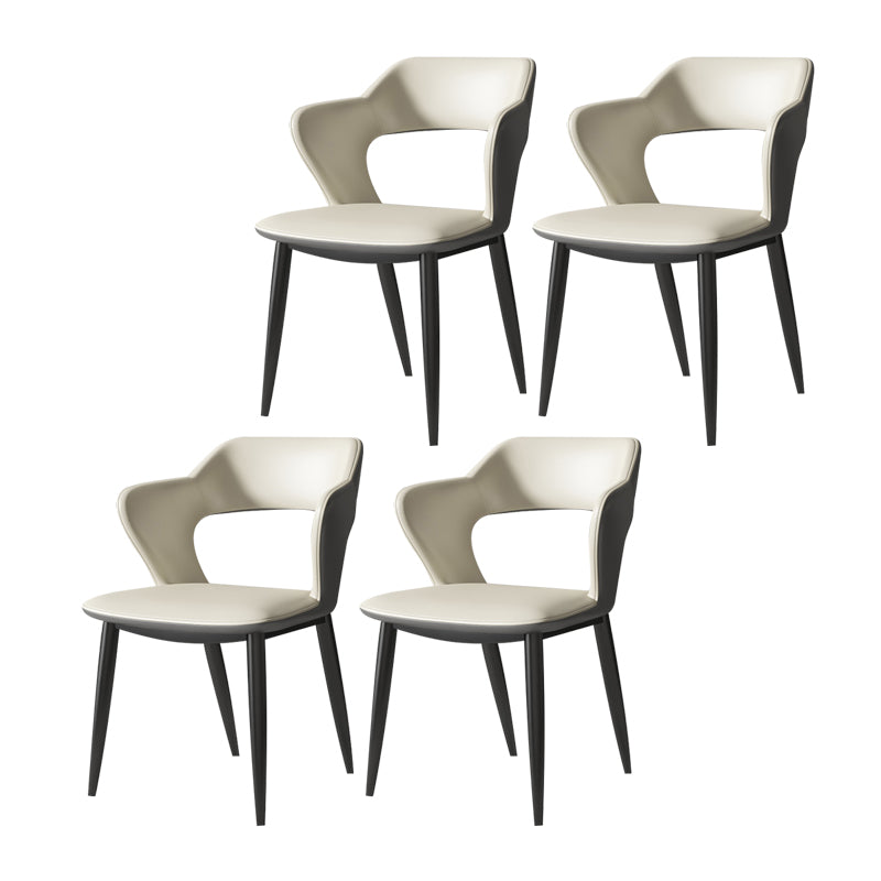 Chaises de salle à manger en métal de style moderne, chaise latérale à bras arrière ouvert pour la cuisine