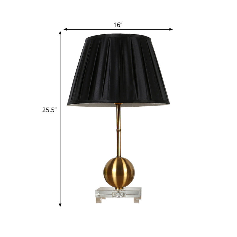 Gathered Empire Shade Table Light Modern Clear Crystal 1 Head Gold Nightstand Lamp with Square Pedestal