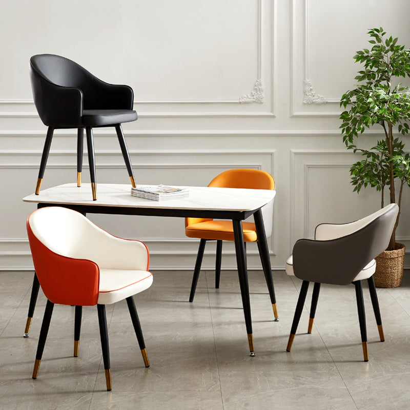 Chaises de salle à manger en métal de Style nordique, chaise latérale à bras arrière ouvert pour la cuisine